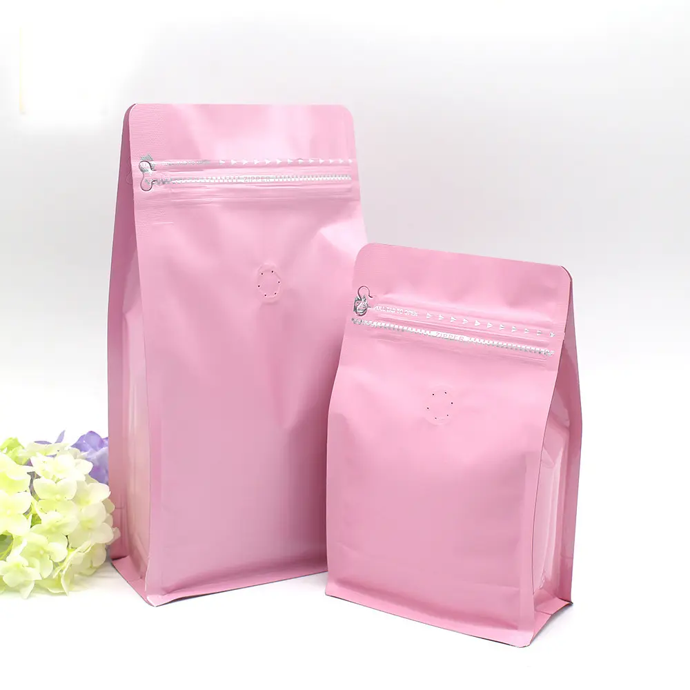 Bolsa de zíper fácil rosa qute 12oz para feijão de café