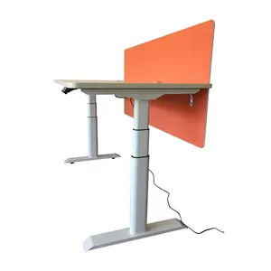 Adjustable height desk manual hardware with 3 stage rectangular leg and 700mm feet electric motor mechanism