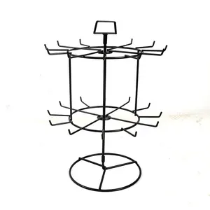 Display Stands Metal Rack 2 Tier Black Metal Countertop Rotating Jewelry Display Stand Earring And Necklace Display Stands Rack