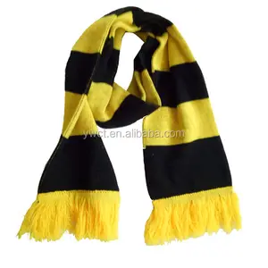 Günstige benutzer definierte gelbe schwarze Bar Fransen Wrap Fußball Mode Streifen Fußball Mann Glamour Schal