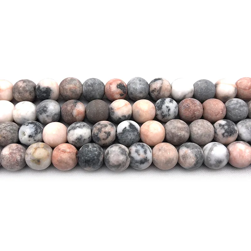 Natural matte frosted jewelry beads gemstone strands pink zebra jasper stone beads for bracelet jewelry making (AB1603)