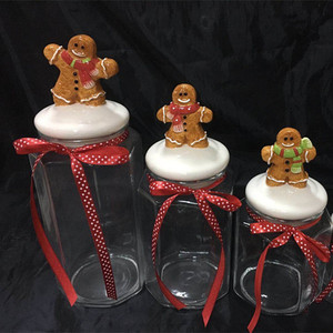 Round Glass Clear <strong>Cookie</strong> Candy <strong>Jar</strong> with Decorative Ceramic Lid - Product Image 2