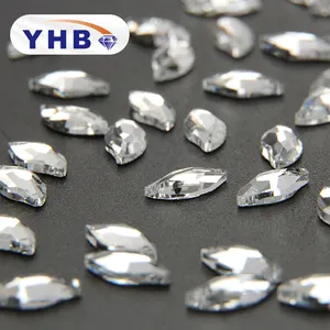 China Hotfix Berlian Imitasi Grosir Pengantin Appliques Berlian Daun Mewah Berlian Imitasi