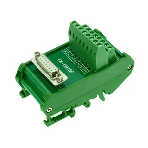 DB15 VGA Female D-SUB 15 Pin Port Signals Breakout PCB Board Screw Terminal Adapter connector with housing, Din Rail Mounting