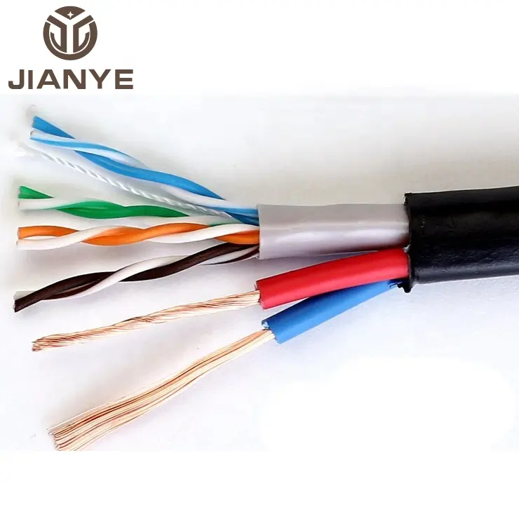 Outdoor Waterproof Cat5e Network Lan Cable with Power Cable for CCTV Control