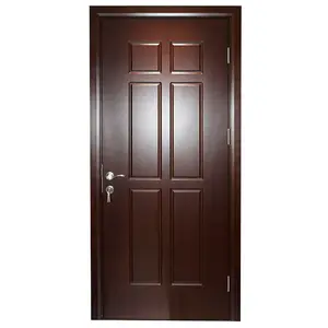 Design interior de porta de quarto de 6 painéis de madeira composto clássico