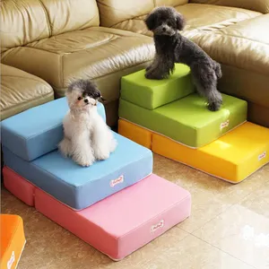 Escaliers pliable en maille pour chien, Logo personnalisé, respirant, lit et canapé pour animaux de compagnie, vente en gros, escaliers pour chiens