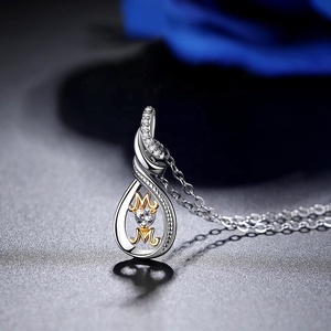 925 Sterling Perak Jantung Ibu Hari Hadiah Berlian Imitasi Aku Mencintaimu Ibu Kalung Liontin - Product Image 2