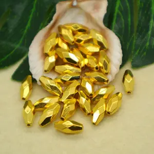 Bulk sale CCB beads rice shape faceted gold plated beads
