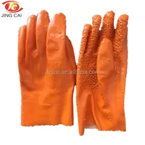 JingCai防切割耐磨棉衬里手套PVC聚氯乙烯工业手套