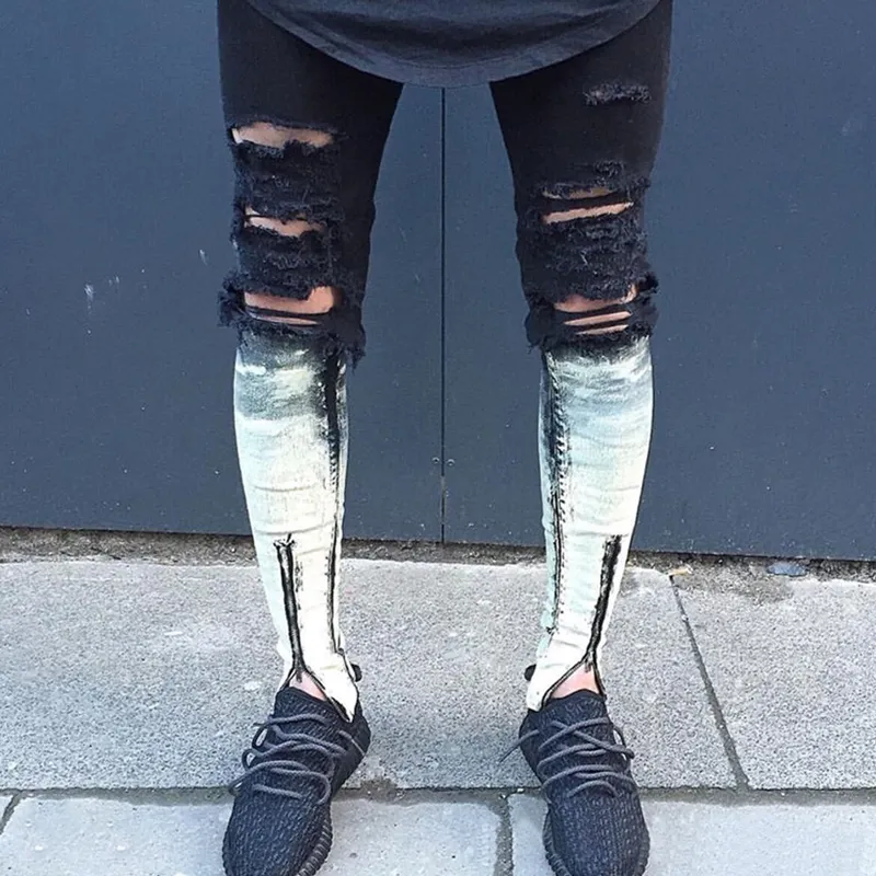 New Style Ripped Jeans Pent Men Model Damaged Jeans Pants Wholesale China Biker Jeans Trousers