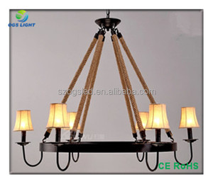 Retro americana de Lino de Cáñamo <span class=keywords><strong>cuerda</strong></span> de <span class=keywords><strong>la</strong></span> Lámpara De Techo De Hierro 6 Cabezas <span class=keywords><strong>Restaurante</strong></span> Lámpara Colgante Decorativo - Product Image 1