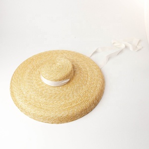 Yaz kadın bayan Vintage şerit kısa taç büyük geniş ağız plaj tatil için doğal hasır şapka güneş gölge moda gösterisi sahne