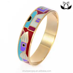 Gelang Besi Tahan Karat Wanita Cloisonne Enamel Mode Grosir