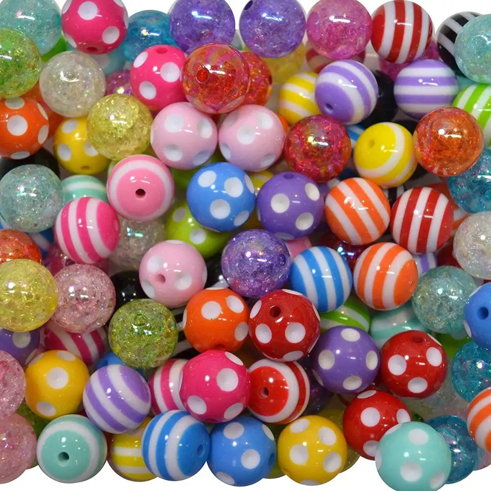 Mischung aus Polka Dot, Stripe und Crackle Chunky Bubblegum Beads Acryl Gumball Beads