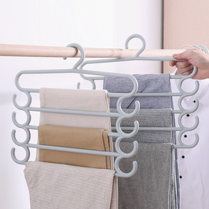 Venta caliente ahorrador de espacio S-Tipo de múltiples capas de tela pantalones de pp tela rack percha trouser Hanger Pantalones - Product Image 4