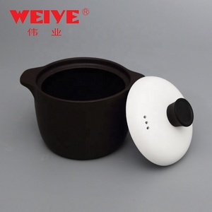 2.6L restaurante <span class=keywords><strong>cocina</strong></span> utensilios de <span class=keywords><strong>cocina</strong></span> negro esmalte olla con tapa blanca - Product Image 1