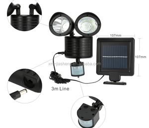 Impermeabile all'aperto 22 Led regolabile sensore di movimento a doppia testa solare alimentato a parete faretto per il giardino del paesaggio del cortile - Product Image 4