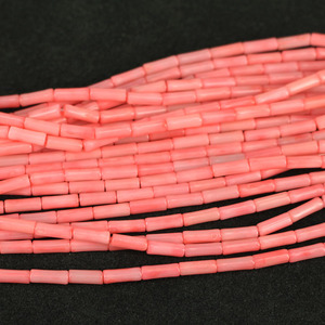 Perline Tubolari in <span class=keywords><strong>Corallo</strong></span> CB8052, Perline Cilindriche in <span class=keywords><strong>Corallo</strong></span> Bambù - Product Image 2