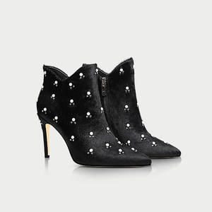 Botas de pelo de caballo negro con perlas para <span class=keywords><strong>mujer</strong></span>, modelo a la moda, nuevo, invierno, 2018 - Product Image 4
