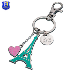 Custom nette mini schmuck weiche emaille paris Eiffel Tower und liebe herz form Souvenir Paris Key kette/Keyring