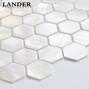 ศิลปะ 3d สีขาวหกเหลี่ยม <span class=keywords><strong>pearl</strong></span> shell mosaic กระเบื้องสำหรับผนังห้องน้ำ, ฝักบัว, ครัว <span class=keywords><strong>backsplash</strong></span> - Product Image 4