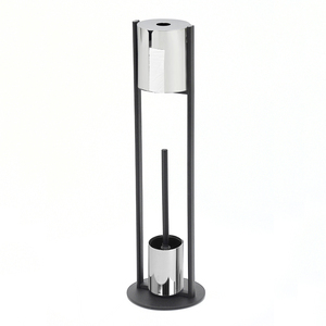 Arch Design Brosse de toilette en tube métallique blanc avec porte-rouleau de papier - Product Image 4