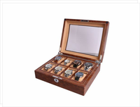 Production personnalisée d'emballages en bois pour boîte à montres, boîte de présentation de montres de voyage en bois carrée de luxe Twing-pak à 8 emplacements, 3039