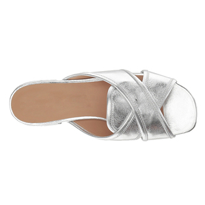 Genuine Leather <strong>Silver</strong> Women Flats Sandals Comfortable China Rubber <strong>Slipper</strong> - Product Image 2