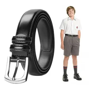 Custom Men Kids 1.1in Width Pu Leather Uniform Dress School Tie and Belts