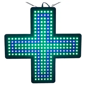 PDL High Bright and Low Voltage Green Color Shining Indoor Outdoor Double Sides Acrylic LED Pharmacy Cross Sign Board