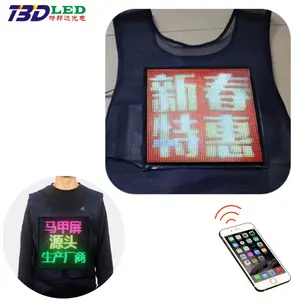 Reclame Led Jack Led Vest Met Dynamische Led Display Board App Aangepaste Woorden Draagbare Led Screen Verkooppromotie Led Vest