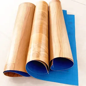 Revêtement de sol en pvc blanc, plastique, look de bois, rouleau à facettes, avec dos bleu