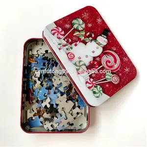 New Selling Tin Box with Jigsaw Puzzle Game Custom Printing Children Puzzle Gift and Memory Card Game for Baby Educational Toys