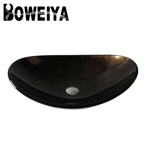Colore scuro pittura a mano lavabo a forma di barca lavandino con rubinetto cromato - Product Image 5