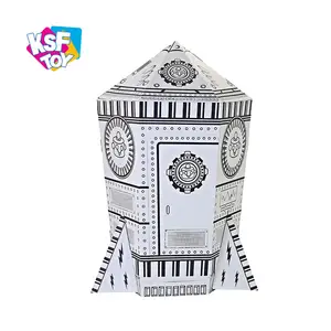 kids educational drawing toy diy rocket house aqua doodle cardboard with music and light