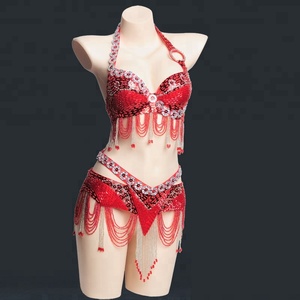 Danzatrice del ventre arabica danza Costume con perline reggiseno cintura Festival Club abiti - Product Image 3
