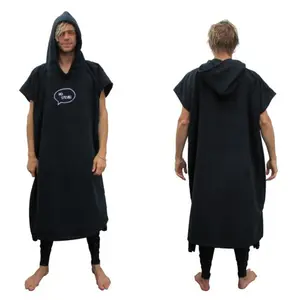 Custom Woman Man Windproof Poncho Microfiber Quick Dry Adult Bath Robe Hooded Surf Poncho Towels