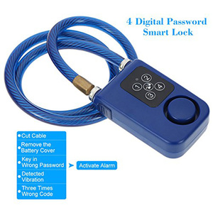 <span class=keywords><strong>Candado</strong></span> de Combinación de 4 Dígitos Reajustable, Impermeable IP44, con Alarma de 110dB para Puertas, Bicicletas, Cascos, Motocicletas, Candados de Cable - Product Image 1