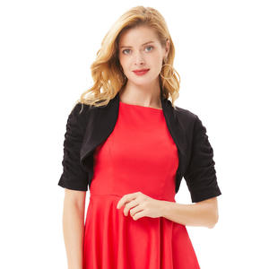 OEM Comfy Lightweight Half Sleeve Open Front <strong>Black</strong> <strong>Bolero</strong> <strong>Shrug</strong> for Women - Product Image 1