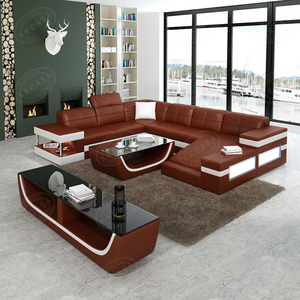 Canapé en cuir véritable en forme de <span class=keywords><strong>U</strong></span> de haute qualité pour salon italien moderne Fabriqué en Chine - Product Image 5