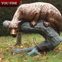Outdoor Garden Lebensgröße Bronze Cheetah Skulptur