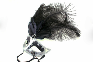 Con clase de estilo veneciano decoración del partido de <span class=keywords><strong>la</strong></span> mascarada de carnaval máscara de plumas de avestruz - Product Image 2