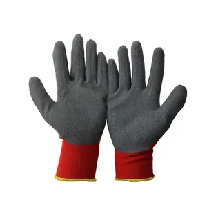 Latex Gloves Manufacturers EN 388 Standard13 Gauge Polyester Knitted Crinkle Latex Dipped Gloves Coated Work Gloves