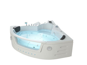 Jets de massage ergonomique, Baignoire d'Angle, îlot, Acrylique Blanc et Noir disponible - Product Image 1