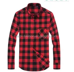 Occidentale di classe flanella di cotone rosso tartan controllato camicia di plaid