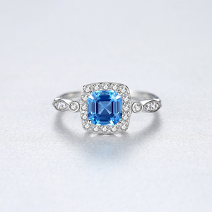<span class=keywords><strong>Anello</strong></span> in pietra preziosa di fidanzamento con <span class=keywords><strong>topazio</strong></span> CZCITY per donna fedi nuziali classiche con gemme <span class=keywords><strong>blu</strong></span> cielo quadrate - Product Image 5