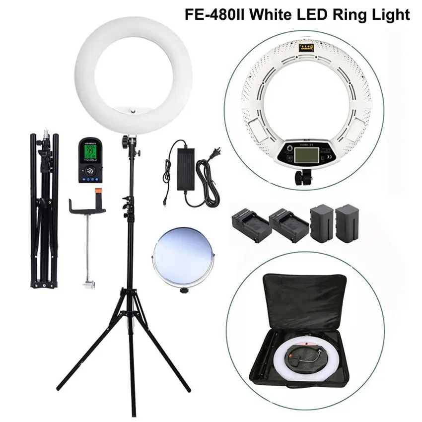Black FE-480II 18 "Studio Dimmable Ring Light Photographic Photo Light FE-480II 5500K 480 LED Video Light Lamp
