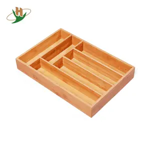 6 slot silverware in drawer stationery storage bamboo wooden flatware organizer tray