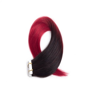 Alibaba express meilleur remy double drawn ombre de cheveux humains 100 grammes 40 pcs 12 "-24" 1b/rouge bande de couleur dans <span class=keywords><strong>l</strong></span> - Product Image 2